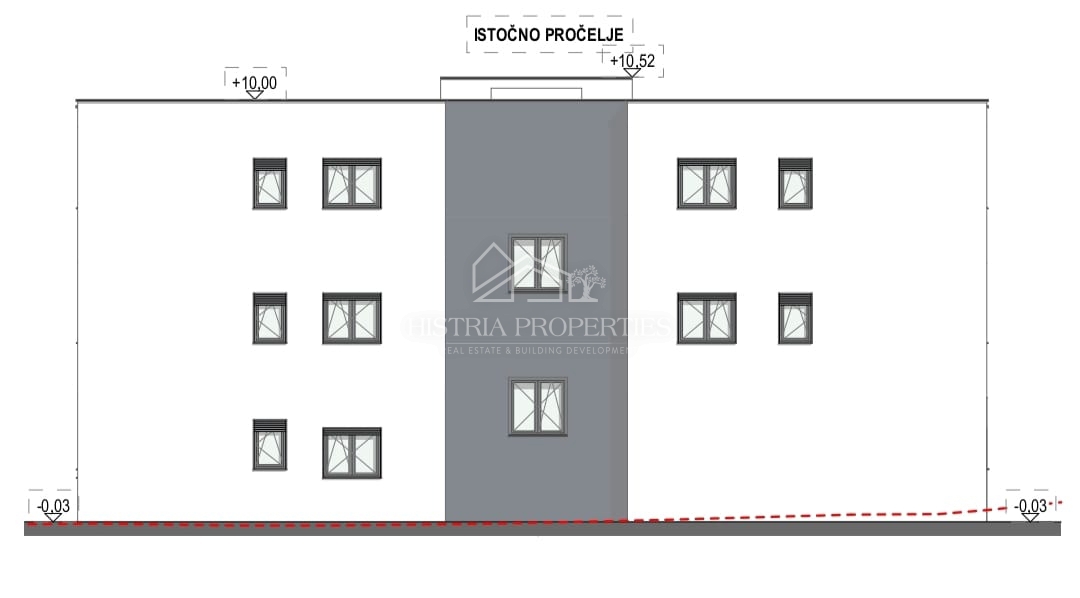 Kakovostna novogradnja s pogledom na morje in veliko teraso na mirni lokaciji