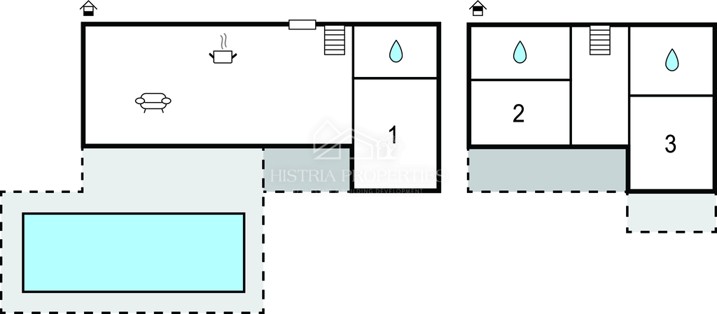 Tradicionalna hiša z bazenom na robu mirne istrske vasi