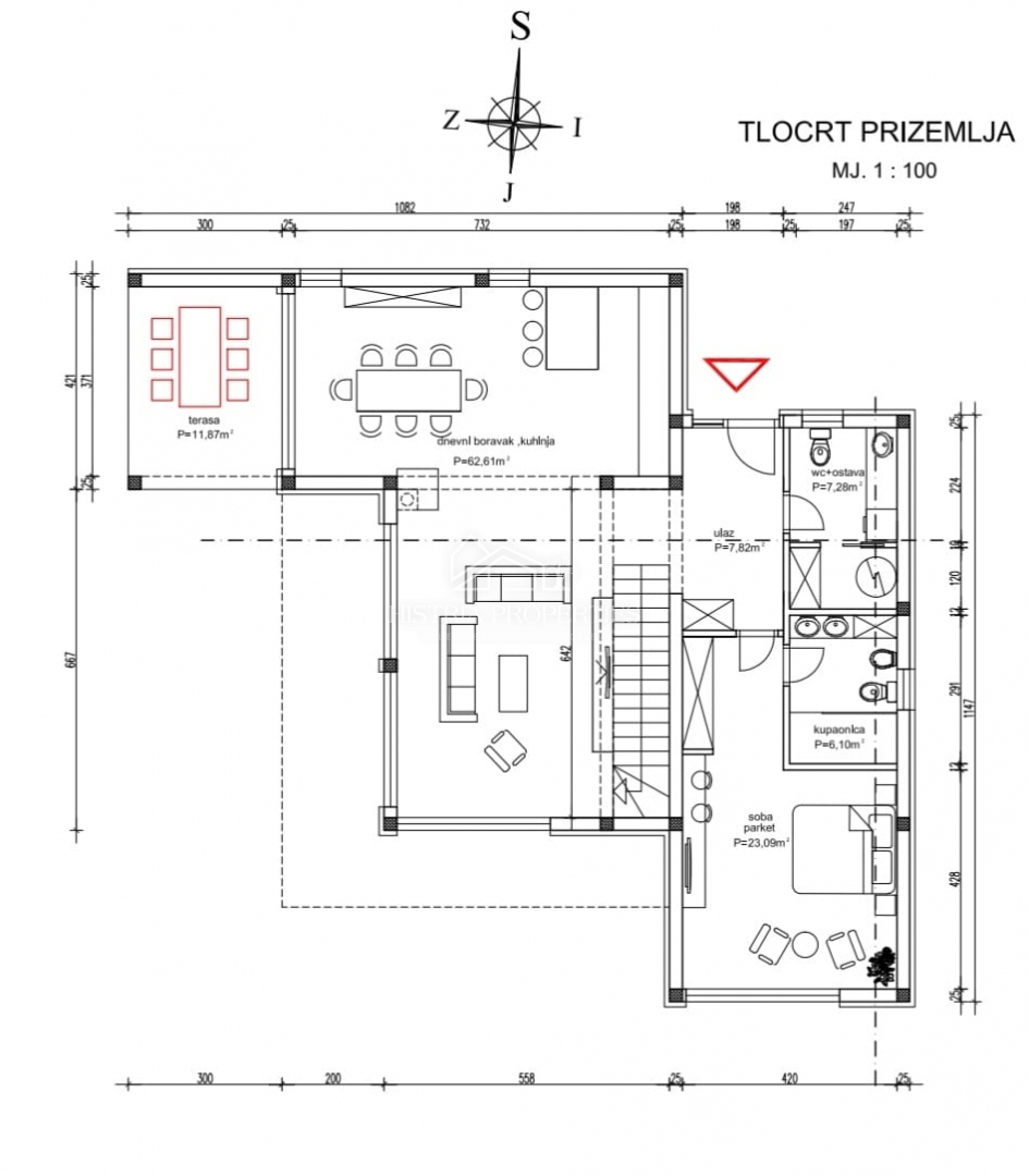 Moderna prostorna hiša z bazenom in budilko s pogledom na morje