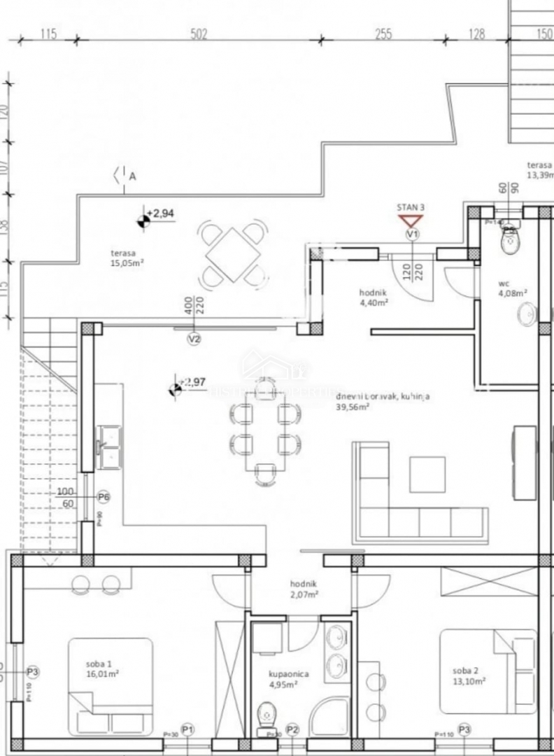 100m2 strešna terasa s čudovitim razgledom in stanovanje v novi luksuzni stavbi
