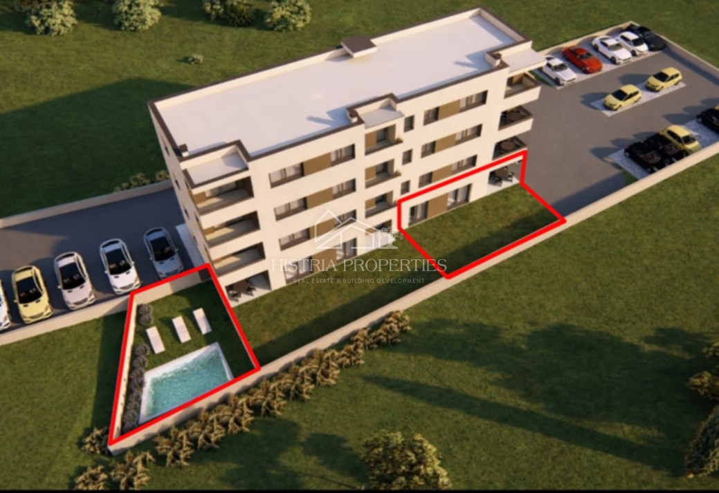 Apartma z bazenom in vrtom v pritličju novogradnje za prijeten oddih