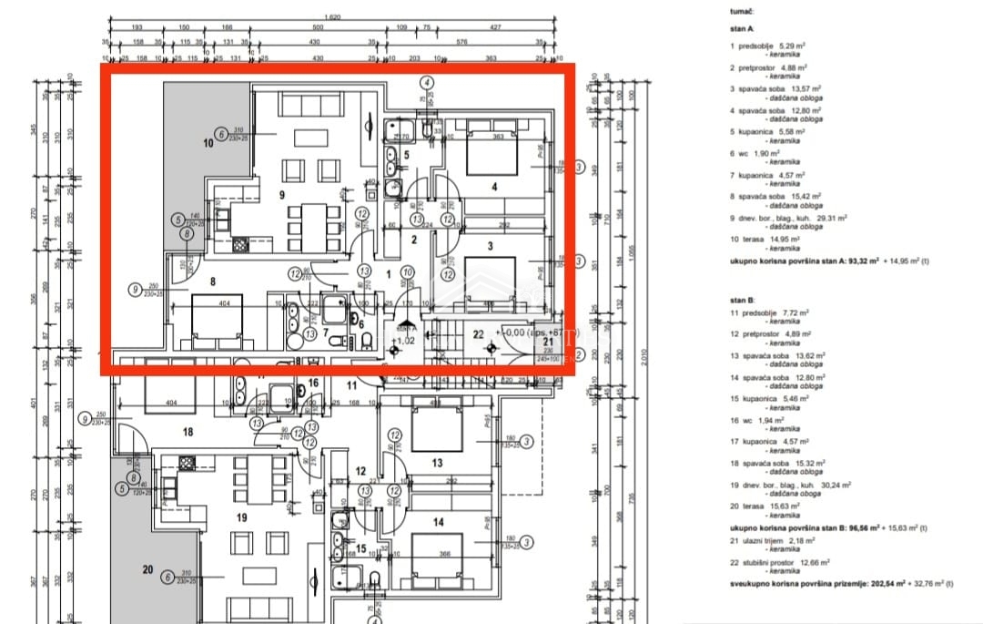 Prostoren apartma z bazenom, popolnoma opremljen, s pogledom na morje
