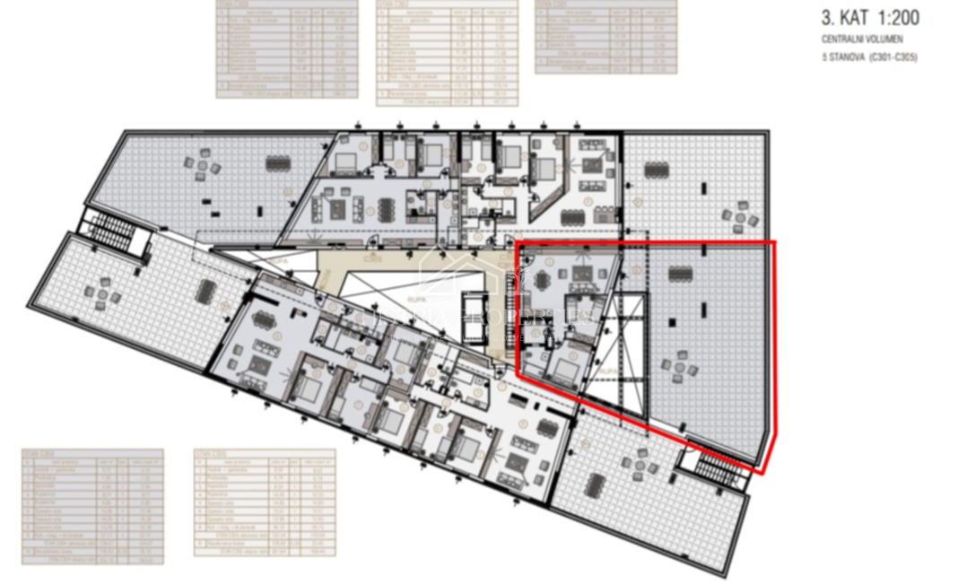Penthouse v fantastični ultramoderni stavbi z bazenom 1 km od morja