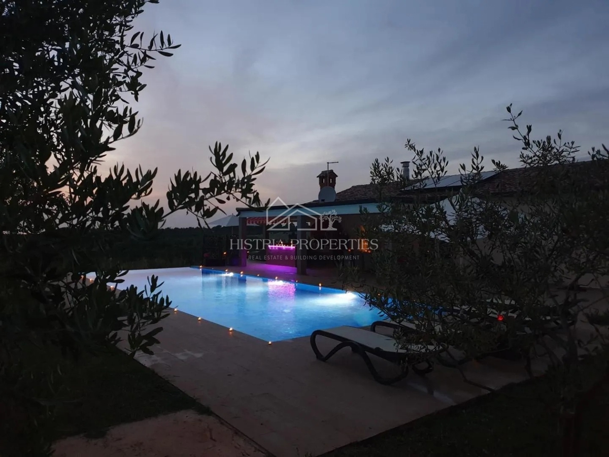 Intimna oaza miru z wellnessom na prostorni parceli, obdani z oljčnim nasadom