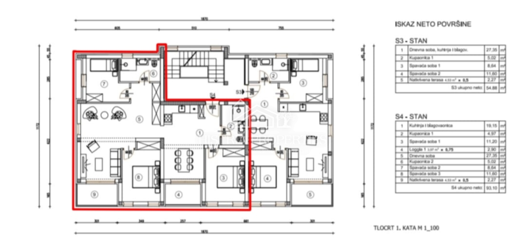 Udobno stanovanje v novi stavbi v bližini Pulja s 3 spalnicami in 2 terasama