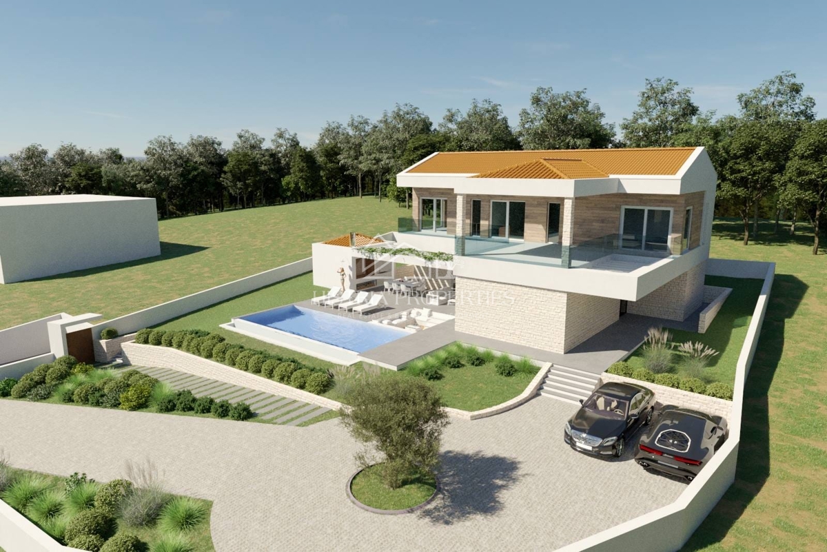 Panoramski pogled na morje in atraktivna lokacija s sodobnim projektom, pripravljenim za gradnjo