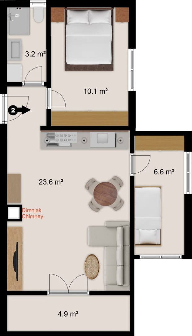 Novo urejeno dvosobno stanovanje v Vrsih