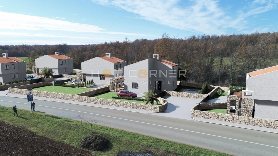 Priložnost – kompleks 4 gradbenih parcel s pogledom na morje in projektom za gradnjo 4 modernih vil