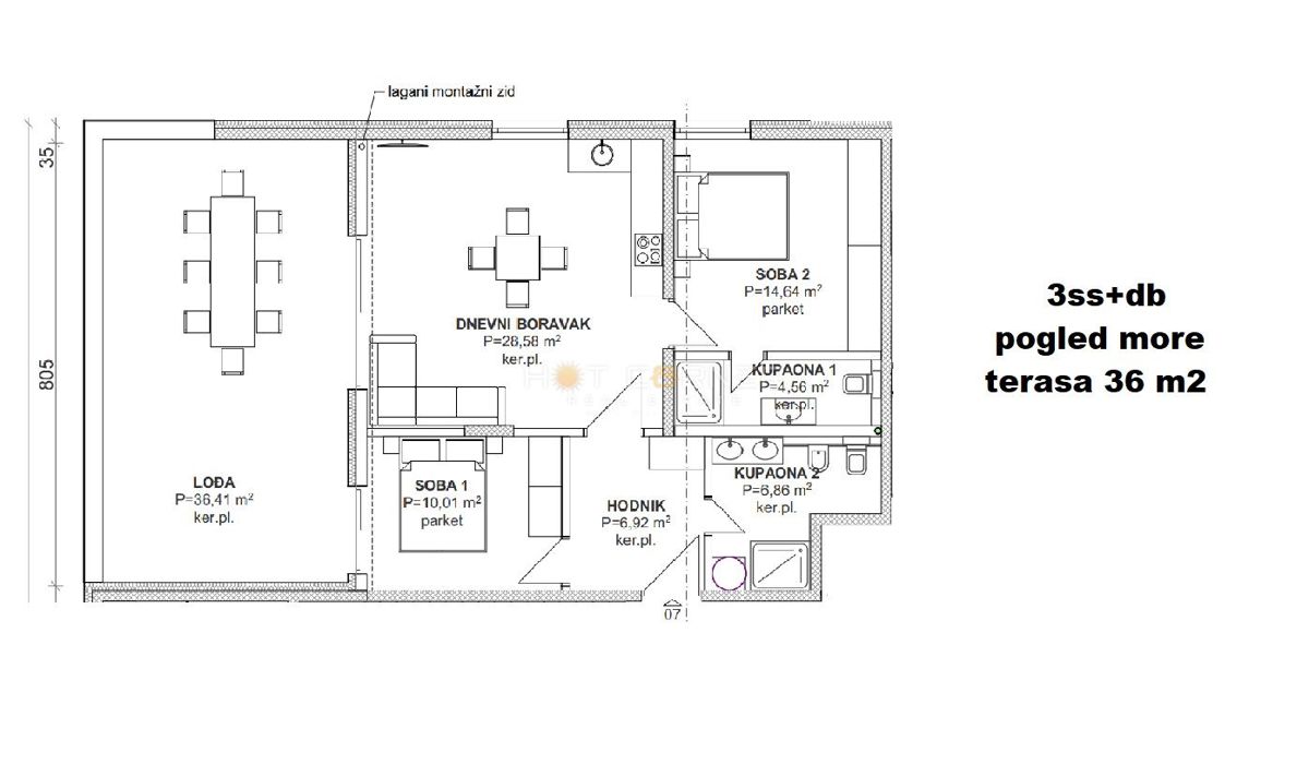 Stanovanje Banjole, Medulin, 101,50m2