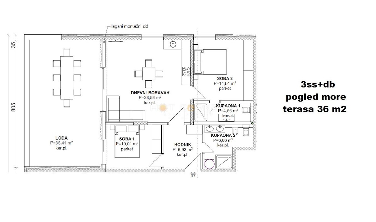 Stanovanje Banjole, Medulin, 101,50m2