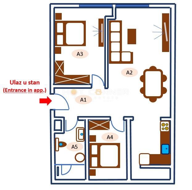 Pulj, strogo središče, trisobno stanovanje v moderni stavbi, garaža