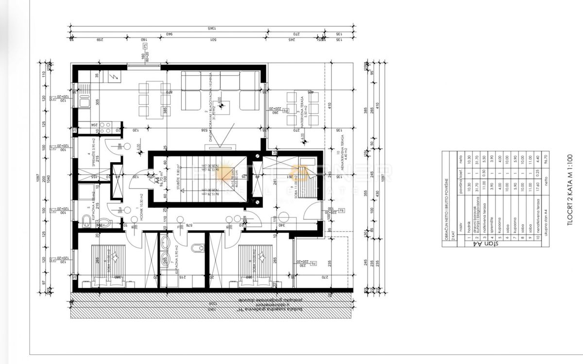 Pula Valmade – prostorno stanovanje z veliko teraso in parkiriščem, roh-bau, 96,7 m²