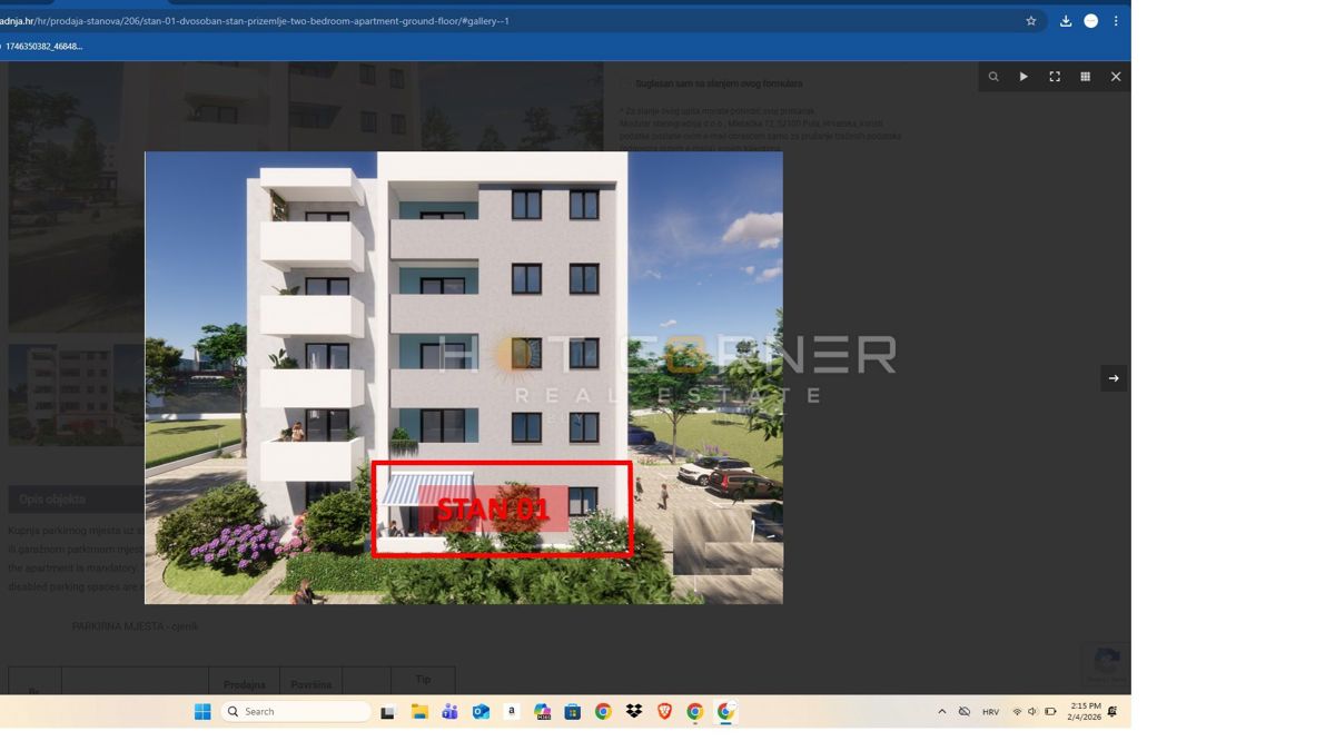 Pulj, odlična lokacija, 1-sobno stanovanje, balkon, dvigalo