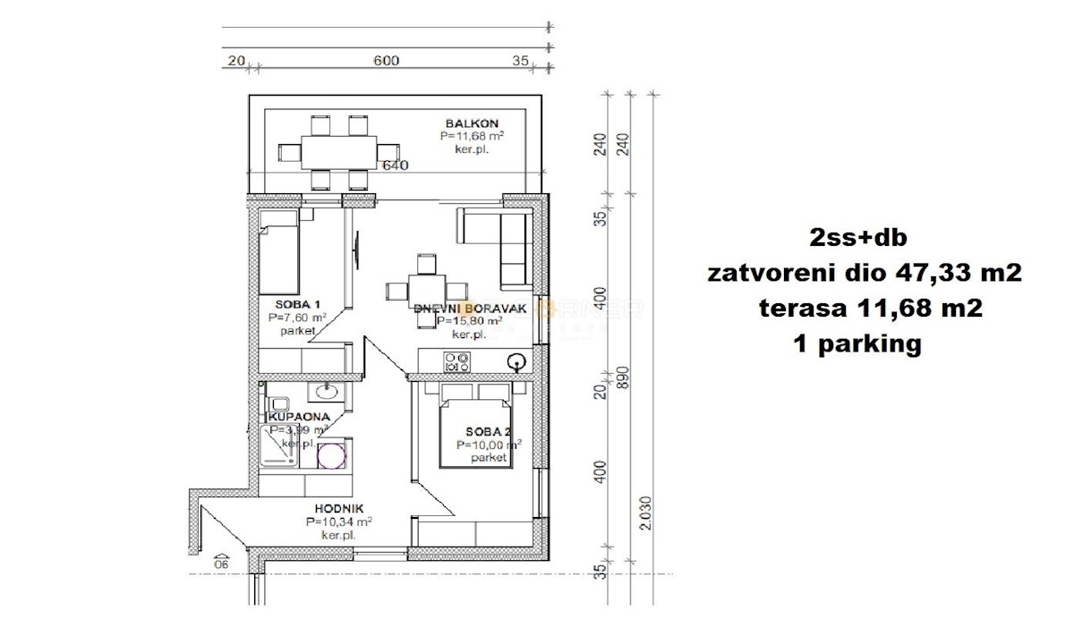 Stanovanje Banjole, Medulin, 56m2