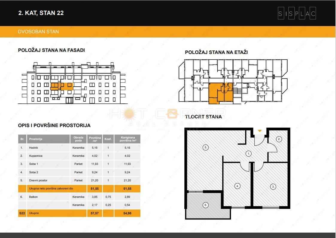 Stanovanje Sv. Polikarp / Sisplac, Pula, 54,98m2