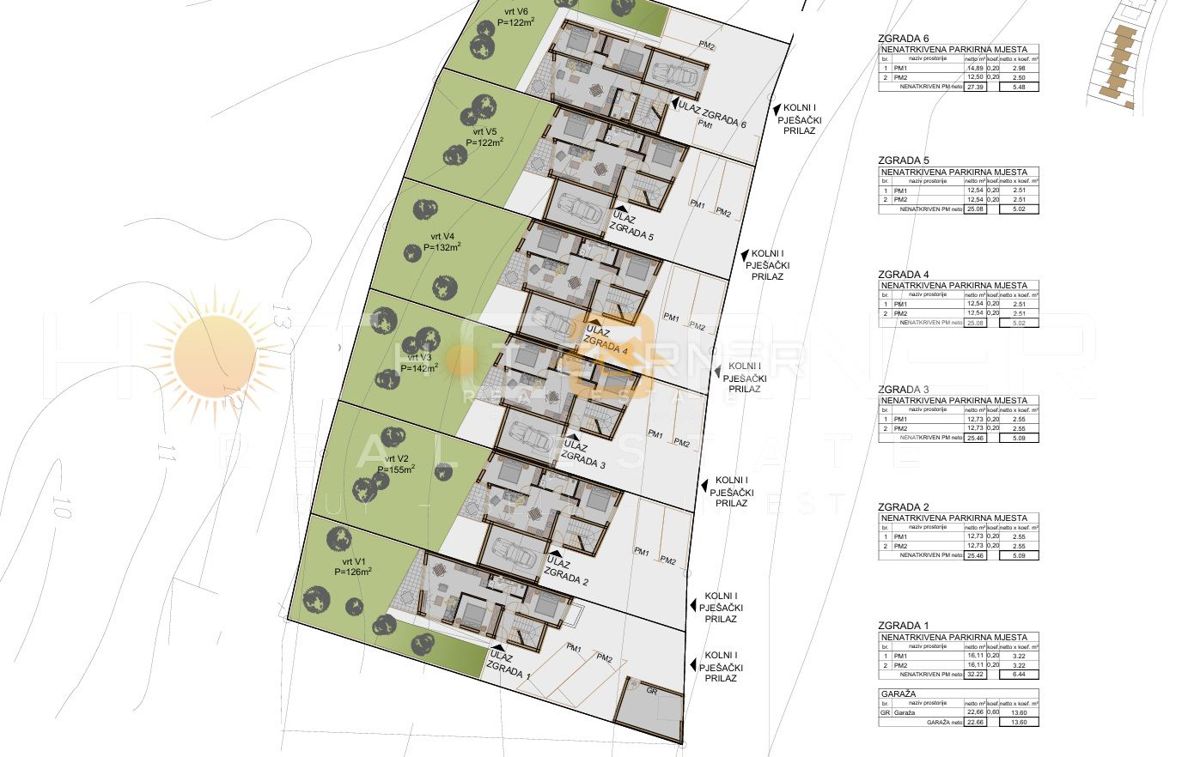 Medulin, 650 m od plaže, novo, pritlično stanovanje, 2SS z 175 m² vrta