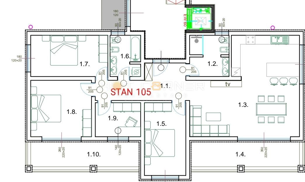 Pula - prostorno stanovanje 126 m², dve terasi, 2 parkirni mesti