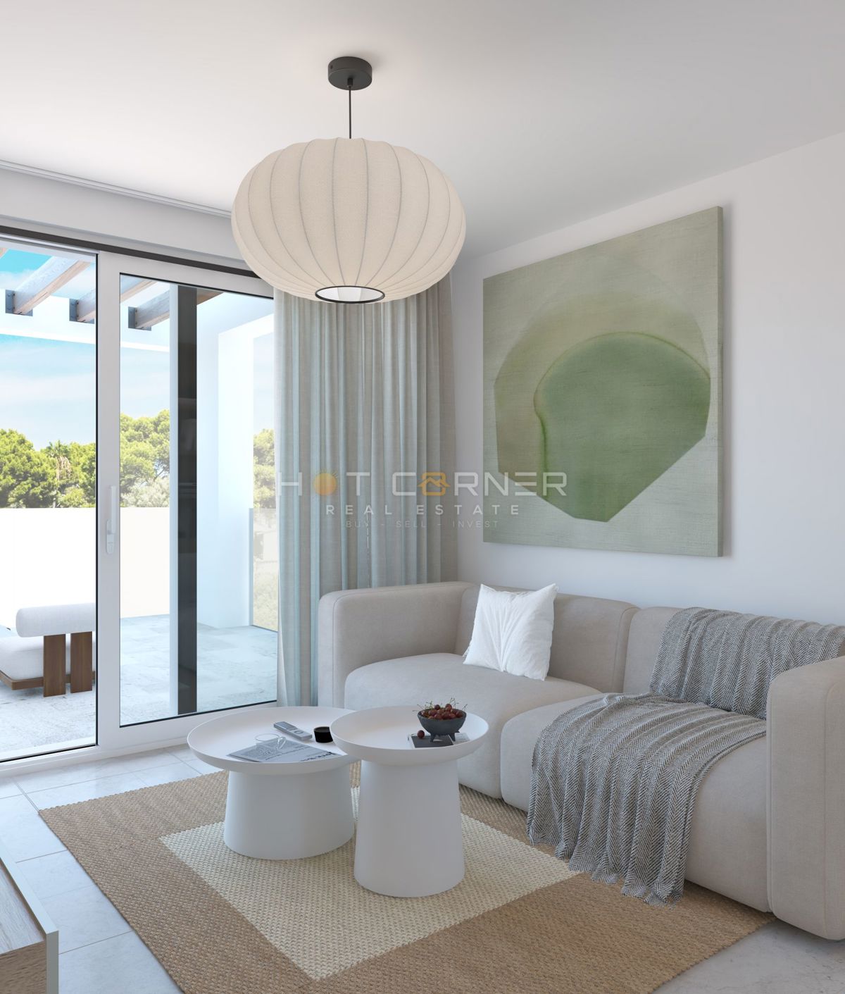 Eleganten trisobni stan v treh etažah z vrtom in pogledom na morje