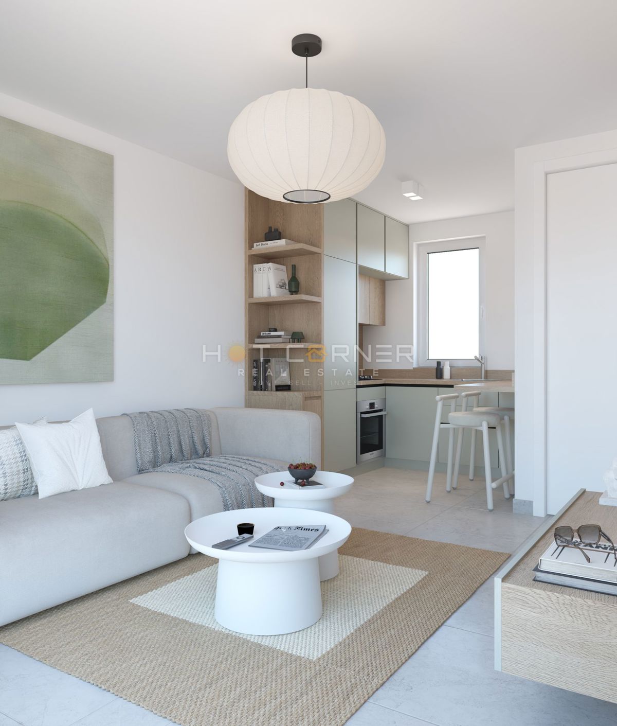 Eleganten trisobni stan v treh etažah z vrtom in pogledom na morje