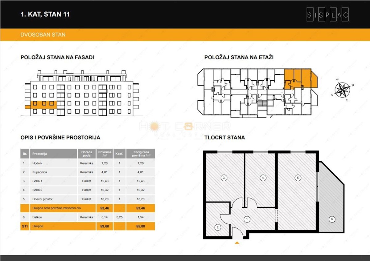 Stanovanje Sv. Polikarp / Sisplac, Pula, 55m2