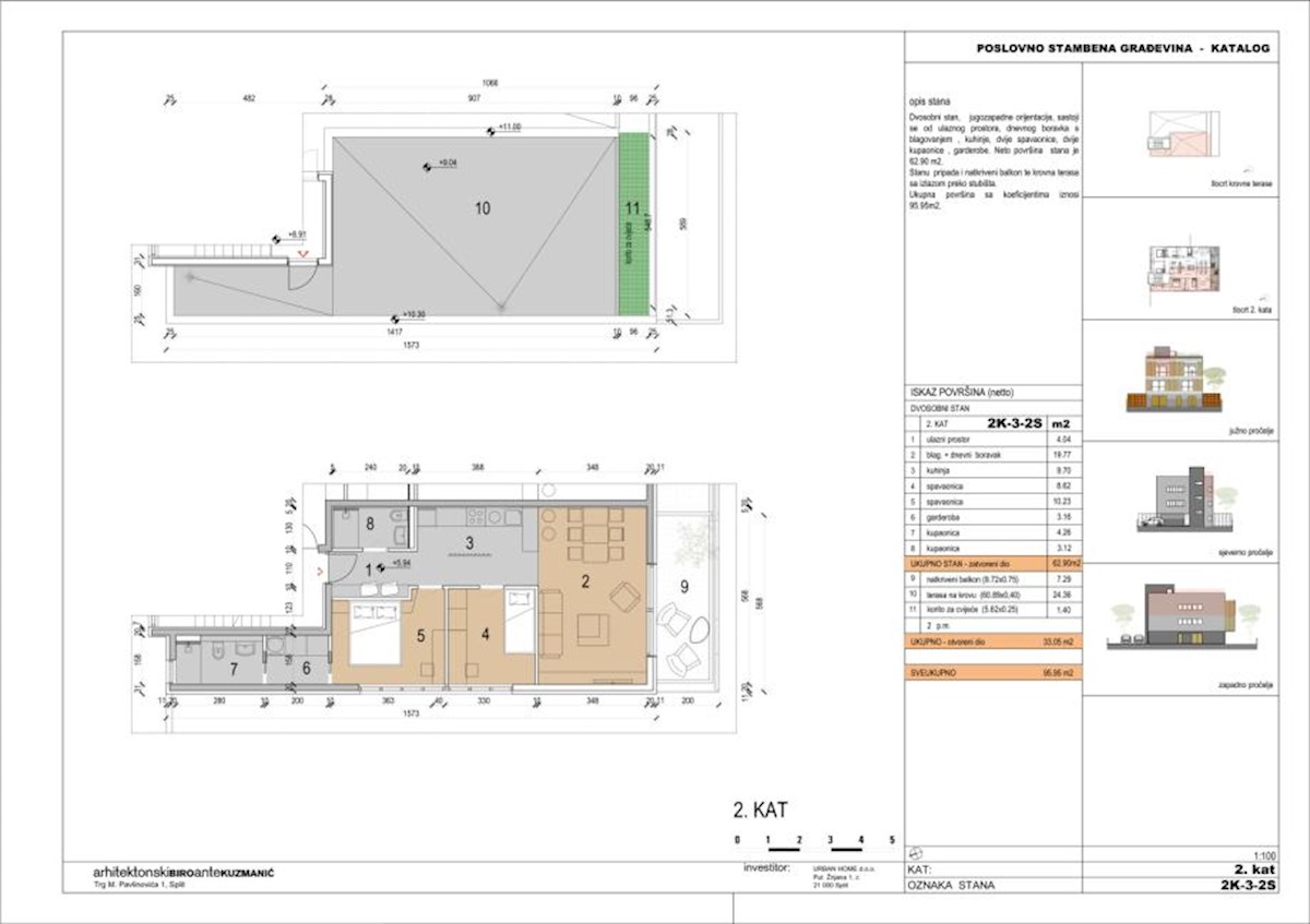 Podstrana | 2-sobno stanovanje 95,95 m² - strešna terasa, razgled, parkirišče