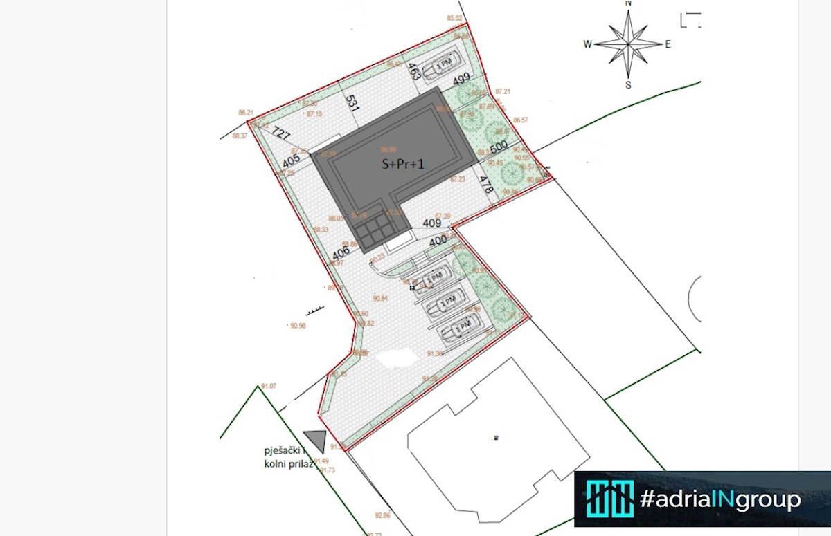 PROJEKT Z DOVOLJENJEM (pogled na morje) / Zazidljivo zemljišče, Podstrana, PREBERI OPIS