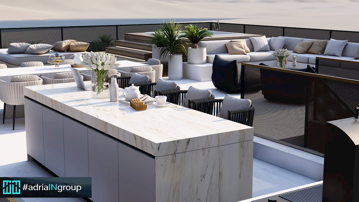 Trogir, LUKSUZNI PENTHOUSE (strešna terasa 120m2) POGLED // preberi opis