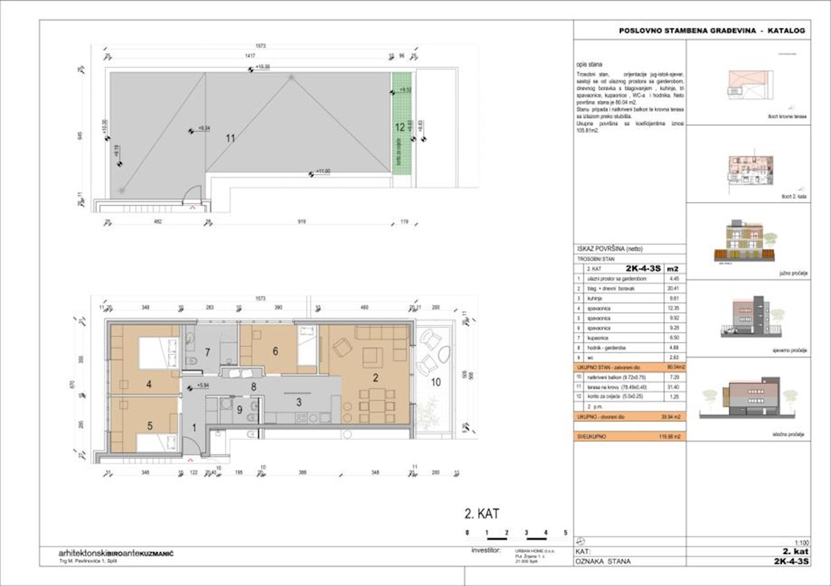 Podstrana | 3-sobno stanovanje 120 m² - strešna terasa, razgled, parkirišče