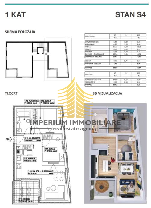 Stan, prodaja, Maksimir, 73,15 m2, 3-prostorski