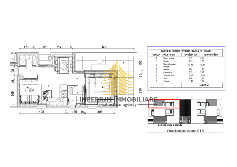 Stanovanje, prodaja, Novi Zagreb - Zapad, Trokut, 44,87 m2, dvosobno