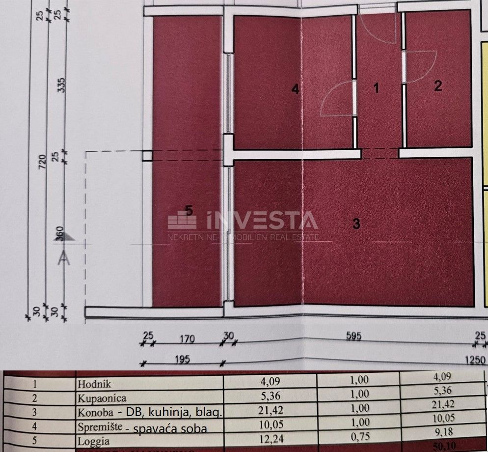 Medulin – opremljeno stanovanje 50 m² v pritličju s prostorno ložo