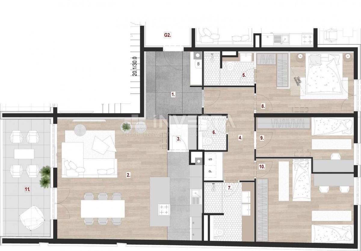 Center Pule, SMART HOME Stan 130m², Parkirišče