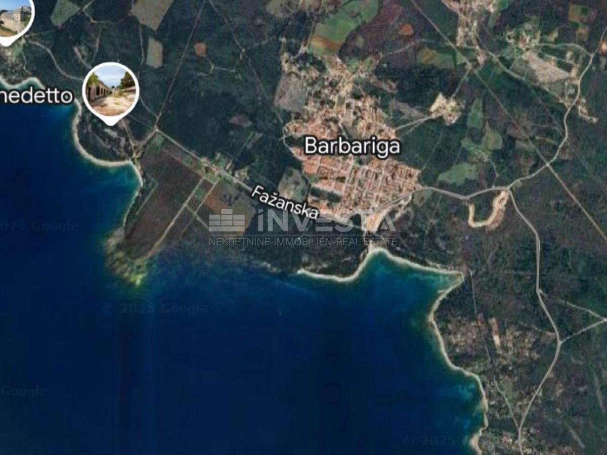 Barbariga, zemljišče s gradbenim dovoljenjem, pogled na morje