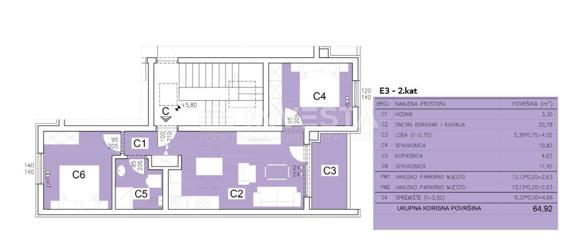 Šijana – sodobna stanovanja v gradnji, 2 spalnici in parkirišče