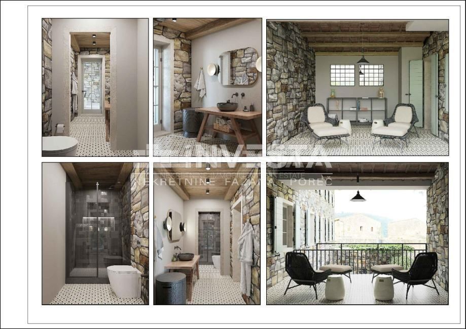 Kaštelir, na novo prenovljena kamnita počitniška hiša s 4 spalnicami in vinsko kletjo