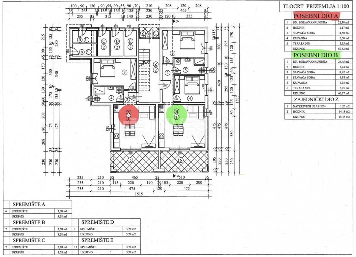 Poreč okolica - stanovanje A 50 m2 v pritličju, novogradnja