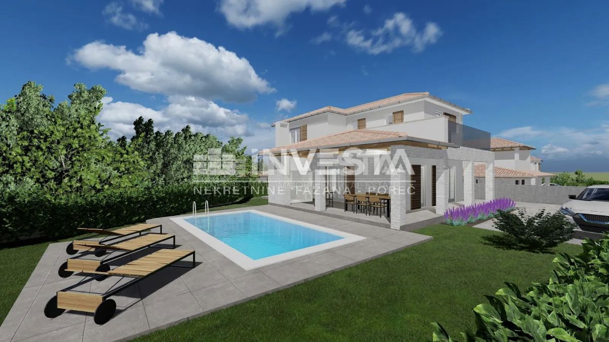Svetvinčenat, Juršići, moderno zasnovana vila z bazenom