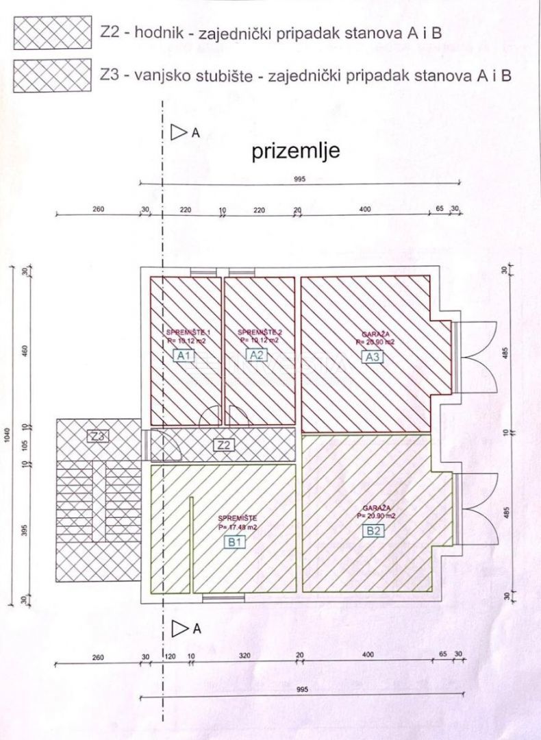 Center Pule, nadstropje hiše z vrtom in garažo
