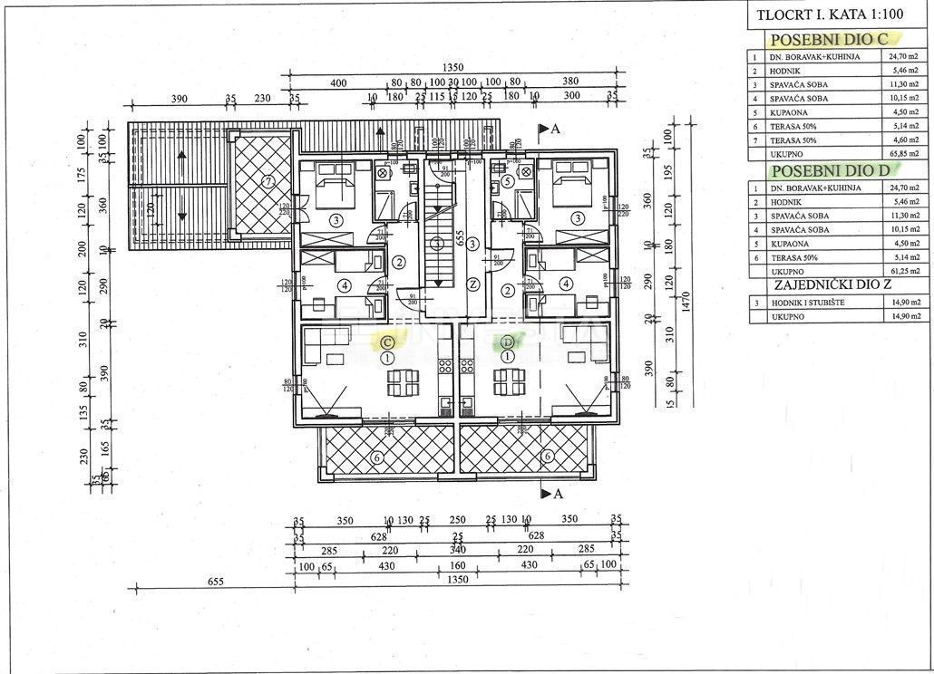 Poreč okolica - stanovanje C 65,85 m2 v prvem nadstropju, novogradnja