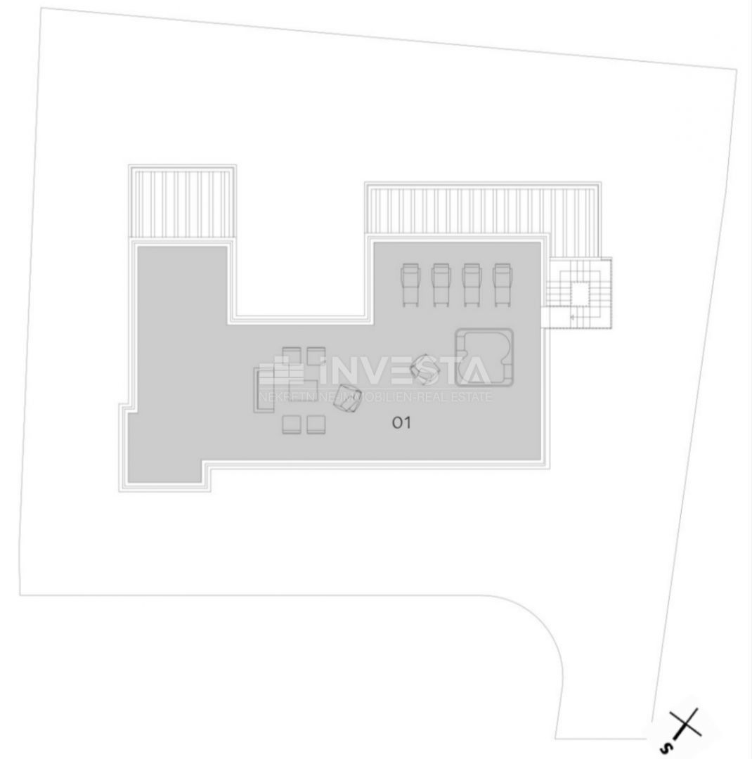 Medulin, impresivna vila ob morju z strešno teraso
