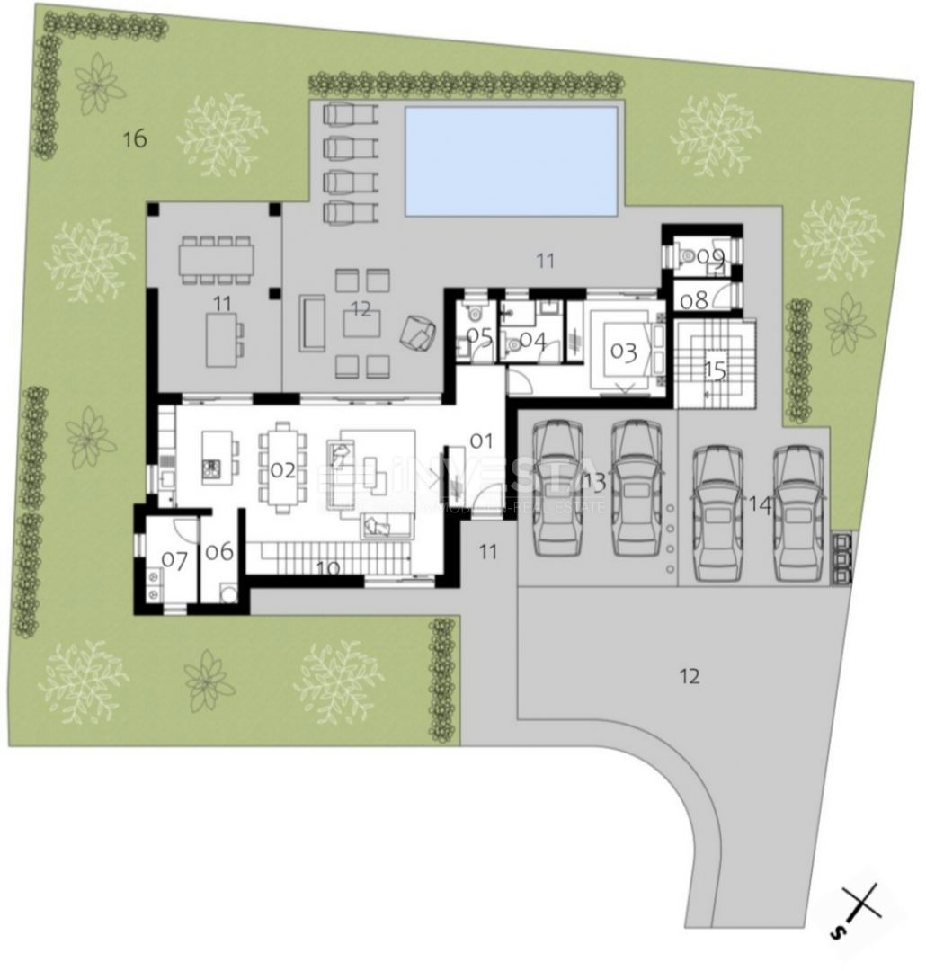 Medulin, impresivna vila ob morju z strešno teraso