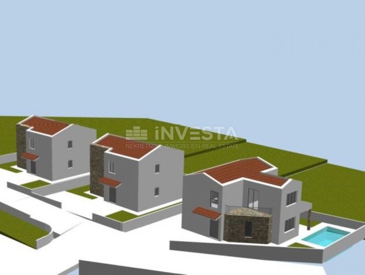 Vodnjan, okolica - pet gradbenih parcel z načrtom za gradnjo hiš