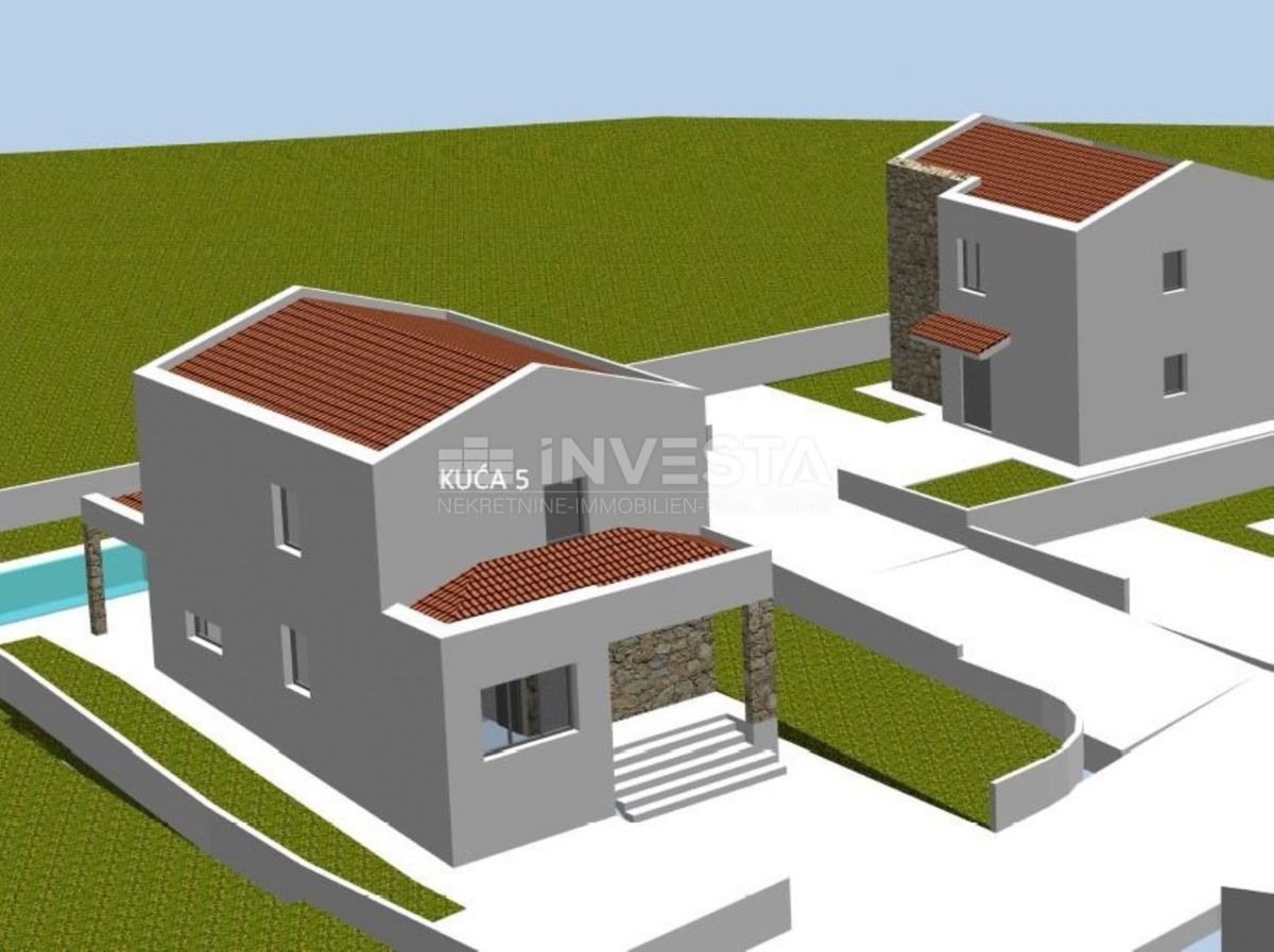 Vodnjan, okolica - pet gradbenih parcel z načrtom za gradnjo hiš