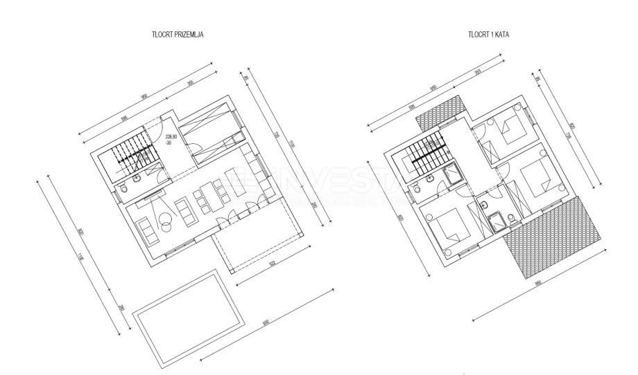Vodnjan, zemljišče 323m² s projektom za gradnjo hiše 165m²