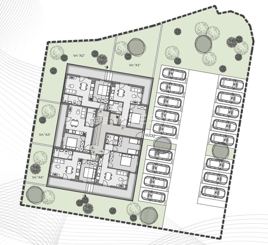 Okolica Pule, dvosobno stanovanje v 1. nadstropju novogradnje, parkirišče