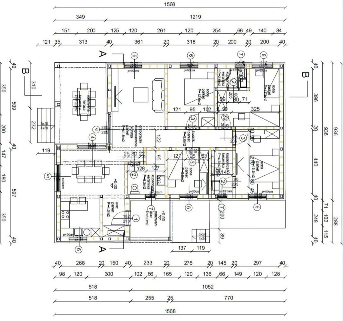 Območje Rovinja, nizkoenergijska pritlična hiša z bazenom