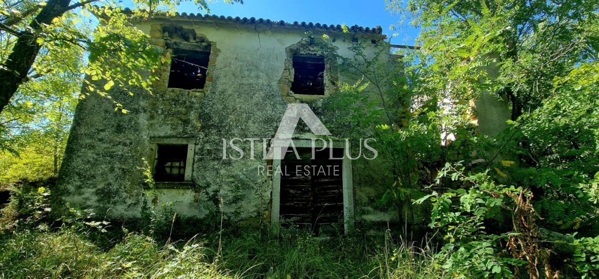 Edinstvena nepremičnina, veliko gradbeno zemljišče in velika kmetijska + kamnita hiša na hribu s pogledom na Motovun