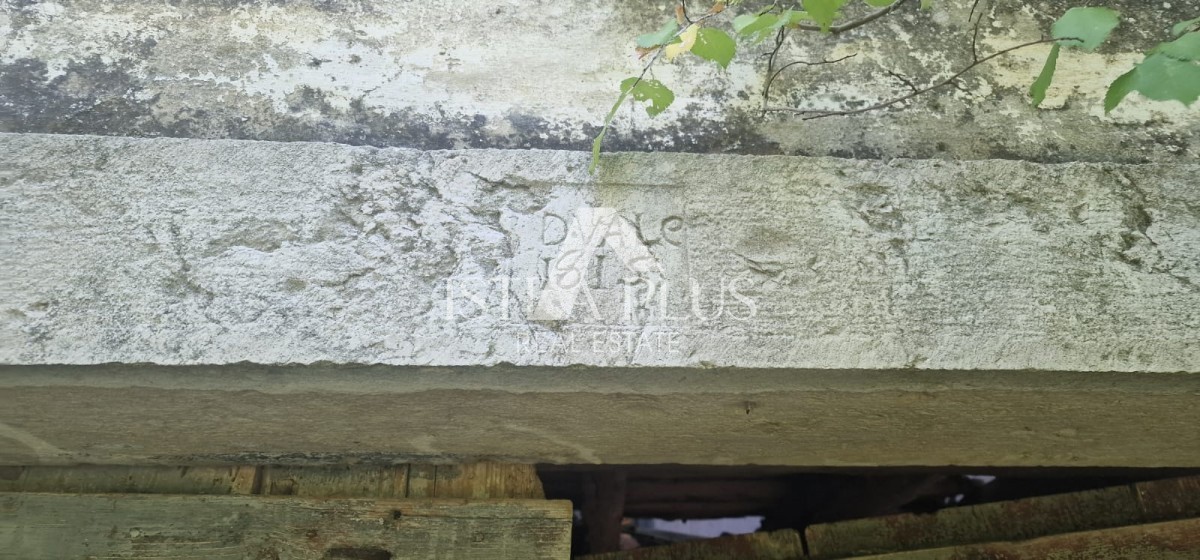 Edinstvena nepremičnina, veliko gradbeno zemljišče in velika kmetijska + kamnita hiša na hribu s pogledom na Motovun