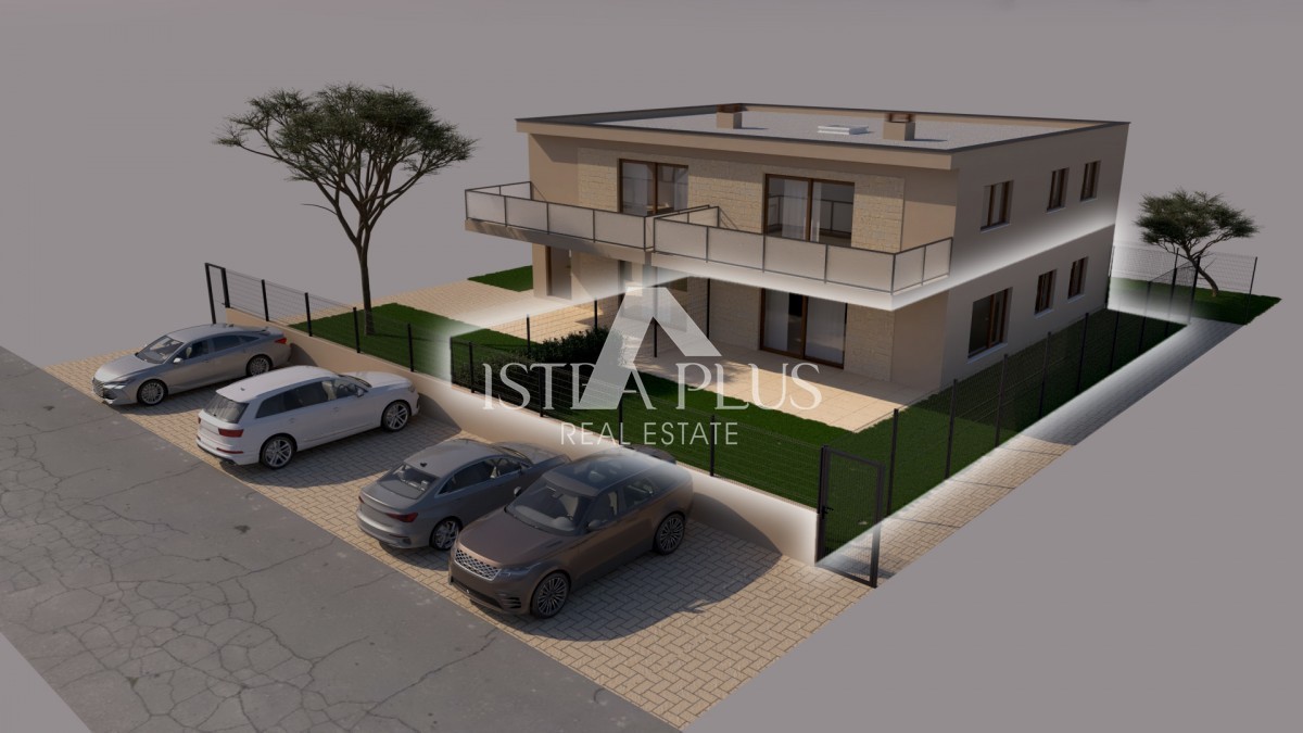 Poreč, predelna stena, odlična lokacija! Stanovanje z 2 spalnicama in zasebnim vrtom velikosti 95 m²