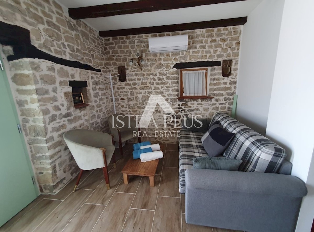 Kamnita hiša z bazenom + apartma, pogled na Motovun